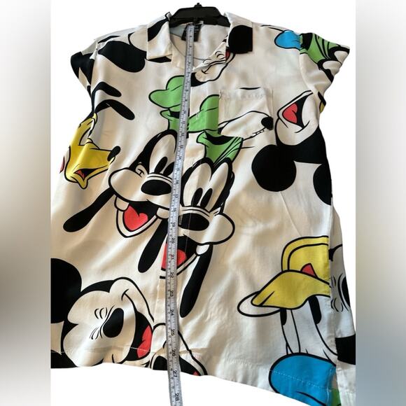 Disney Mickey Mouse Shirt Adult Sz small Camp Collar Hawaiian Rayon GoofyDonald - Picture 4 of 5